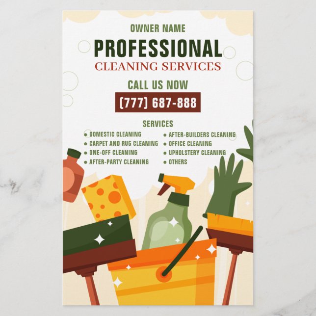 Professional Cleaning Service Business Advertising Flyer (Front)