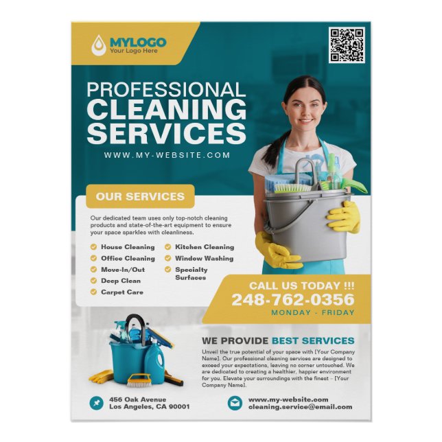 Professional Cleaning Service Business Poster (Front)