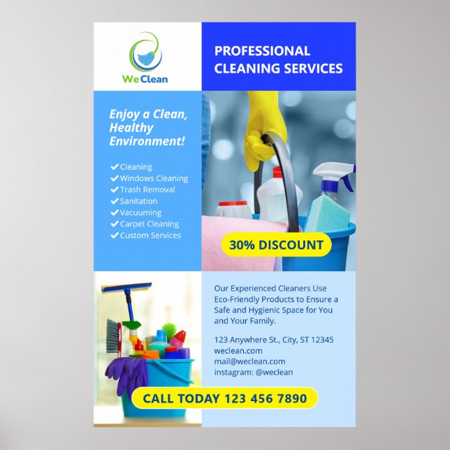 Professional Cleaning Services Business Flyer  Poster (Front)