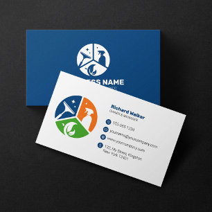 Professional Cleaning Services Cleaning House Blue Business Card