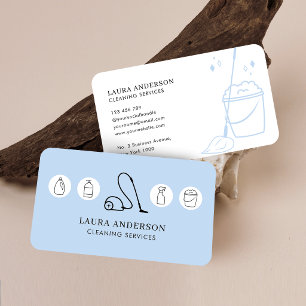 Professional Cleaning Services Housekeeper Blue Business Card