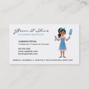 Professional Cleaning Services Housekeeping Maid Business Card