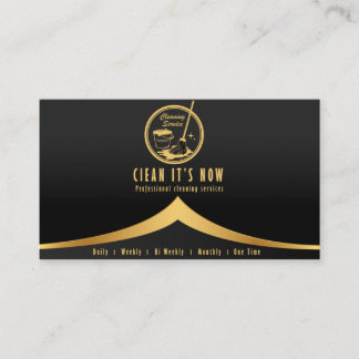 professional cleaning services maid gold and black business card
