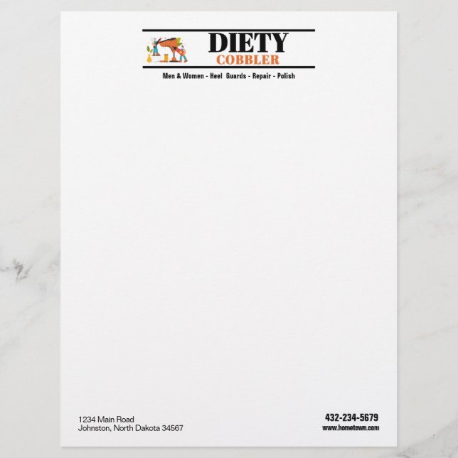 Professional Cobbler Shoe Repair Letterhead (Front)