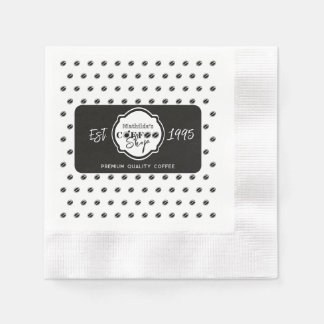 Professional Coffee Shop Personalized Logo Black  Napkin
