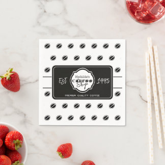 Professional Coffee Shop Personalized Logo Black Napkin