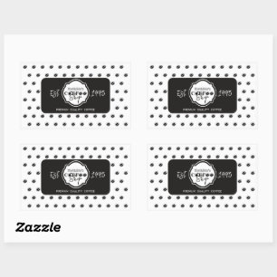 Professional Coffee Shop Personalized Logo Black Sticker