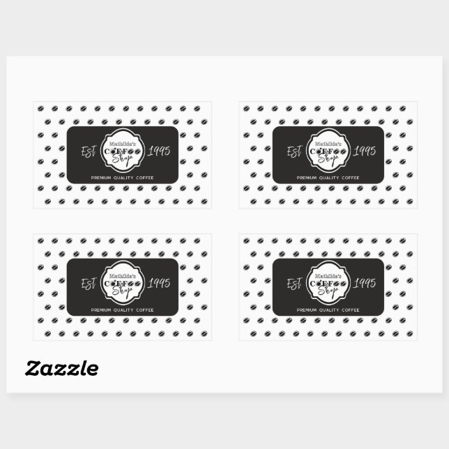 Professional Coffee Shop Personalized Logo Black Sticker (Sheet)