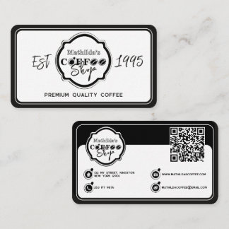 Professional Coffee Shop Personalized Logo white  Business Card