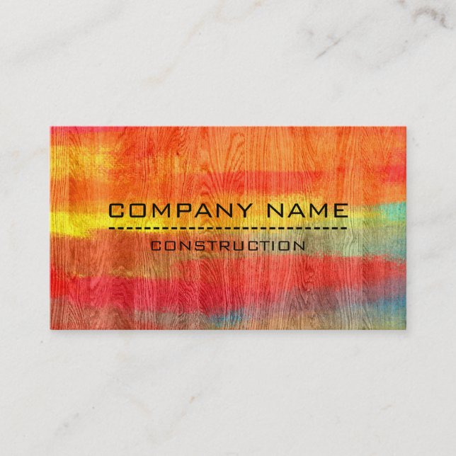 Professional Colourful Modern Wood Look #11 Business Card (Front)