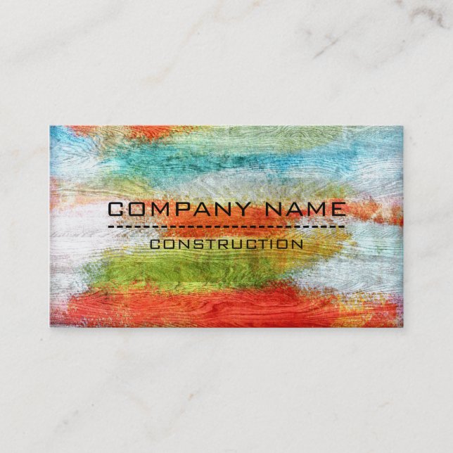 Professional Colourful Modern Wood Look #21 Business Card (Front)