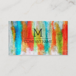 Professional Colourful Modern Wood Monogram #20 Business Card