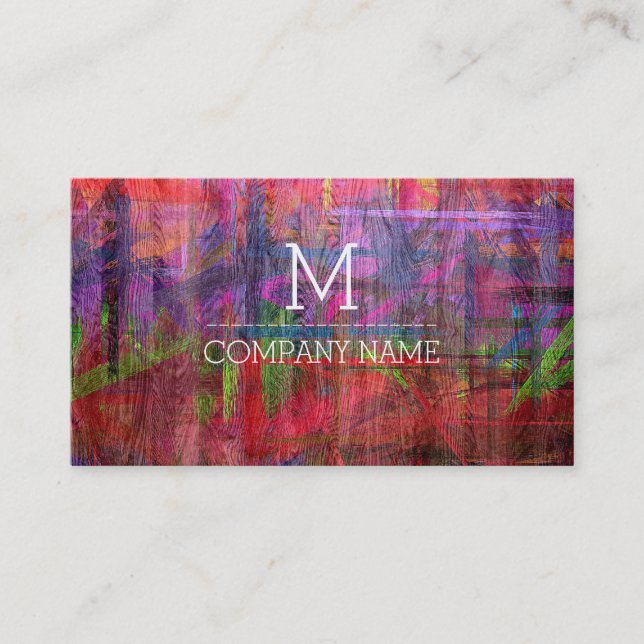 Professional Colourful Wood Monogram #2 Business Card (Front)