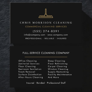 Professional Commercial Cleaning Black Gold Business Card