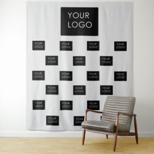 Professional Company Business Logo Grey Backdrop Tapestry