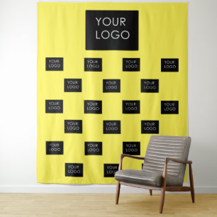 Professional Company Business Logo Yellow Backdrop Tapestry