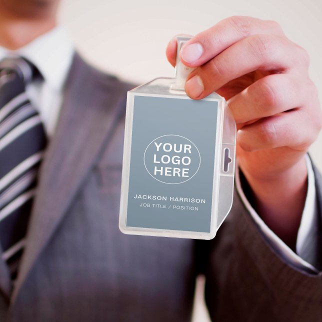 Professional Company Logo Dusty Blue ID Staff Badge (Creator Uploaded)