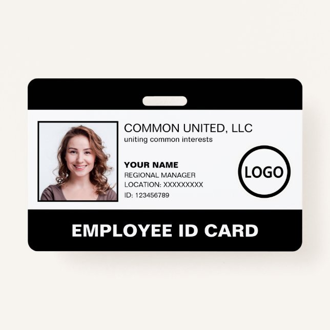 Professional Company Logo Employee Photo ID Badge (Front)