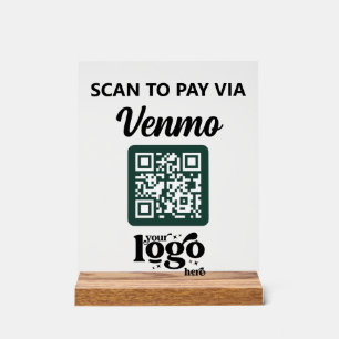 Professional Company Logo QR Code Business Green Acrylic Sign
