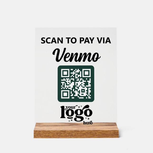 Professional Company Logo QR Code Business Green Acrylic Sign (Front)