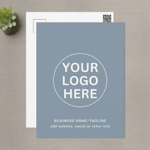 Professional Company Logo & Text Dusty Blue  Postcard
