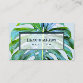 Professional Company Logo Tropical Greenery Business Card