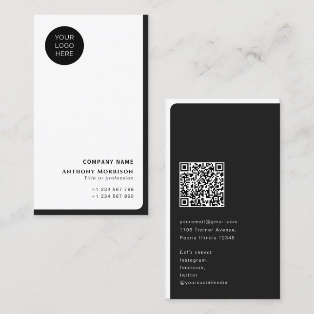 Professional Company networking logo QR code Business Card (Front/Back)