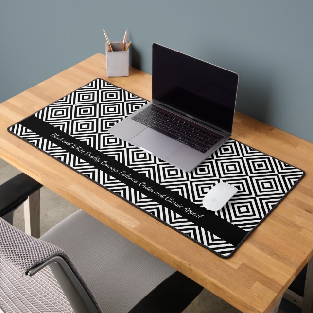 Professional Company Tagline Black & White Pattern Desk Mat (Office 2)