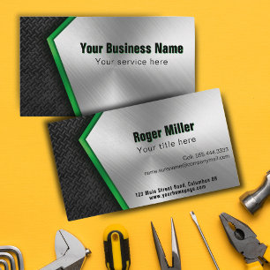 Professional Construction Builder Metal Business Card