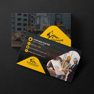 Professional Construction Contractor Builder Photo Business Card