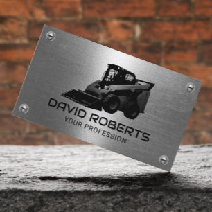 Professional Construction Equipment Operator Metal Business Card