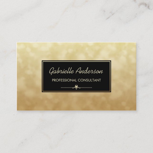 Professional Consultant Black Gold Glamour Bokeh Business Card (Front)