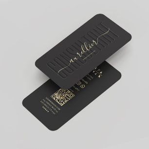 Professional Consultant Monogram Black Gold Modern Business Card