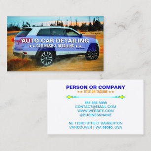 Professional Cool Mobile Car Wash & Auto Detailing Business Card