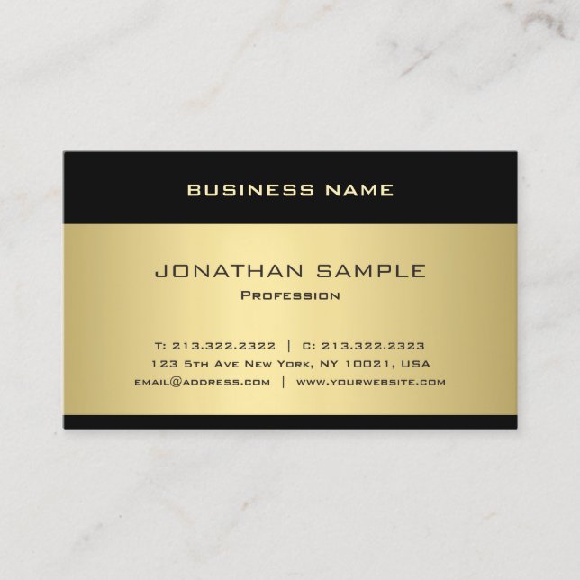 Professional Cool Template Gold Elegant Modern Business Card (Front)