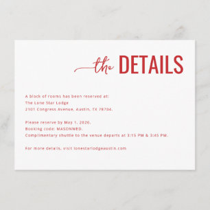 Professional Coral Minimalist Details Enclosure Card
