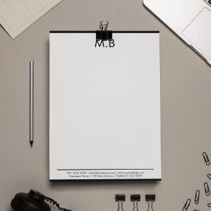 Professional Corporate Black Border Monogrammed  Letterhead