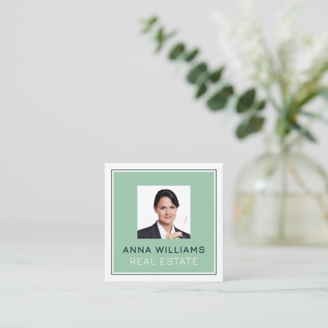Professional corporate frame profile image square business card (Standing Front)
