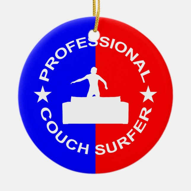 Professional Couch Surfer Ceramic Ornament (Front)
