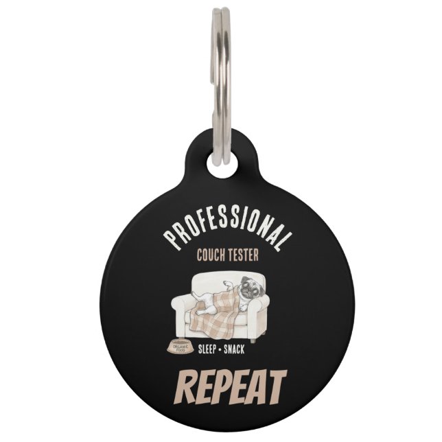 Professional Couch Tester – Cozy Paws Collection Pet Tag (Front)