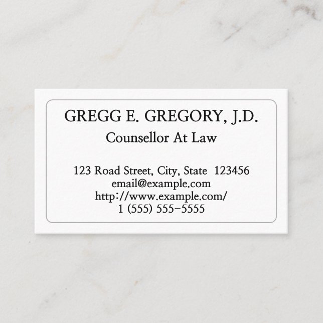 Professional Counsellor At Law Business Card (Front)