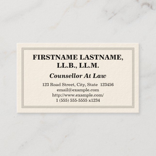 Professional Counsellor At Law Business Card (Front)