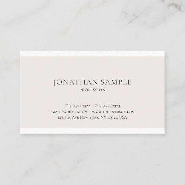 Professional Creative Minimalistic Design Plain Business Card (Front)