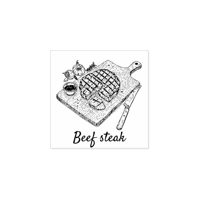 Professional Custom Beef steak Wedding Meal Choice Rubber Stamp (Imprint)