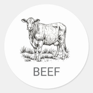 Professional Custom Beef Wedding Meal Choice  Classic Round Sticker
