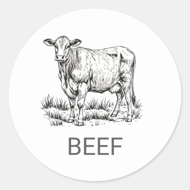Professional Custom Beef Wedding Meal Choice  Classic Round Sticker (Front)