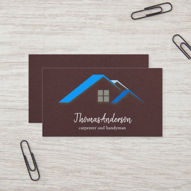 Professional Custom Black Building Construction  Business Card (Front/Back In Situ)
