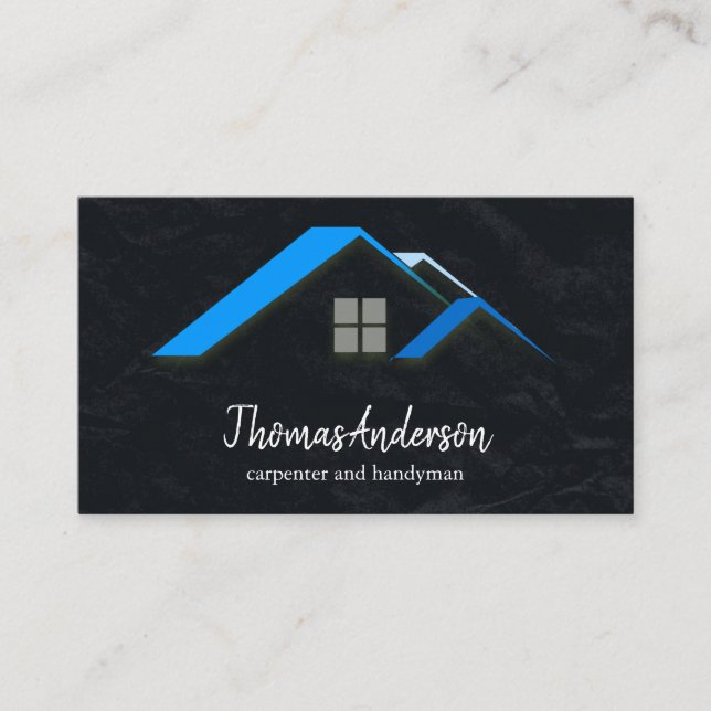 Professional Custom Black Building Construction  Business Card (Front)
