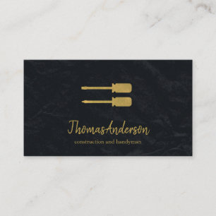 Professional Custom Black Building Construction Business Card