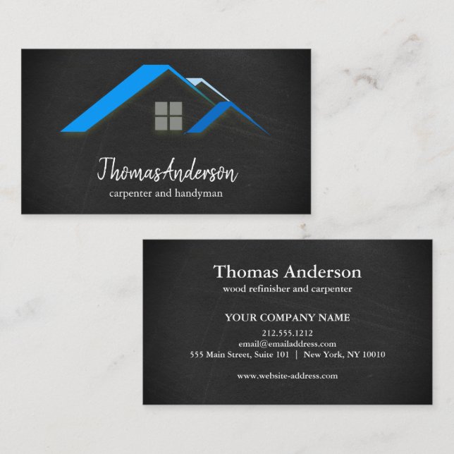 Professional Custom Black Building Construction  Business Card (Front/Back)